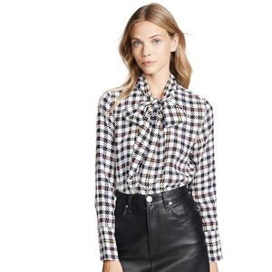 [x] Equipment Femme Luis Silk Plaid Bow Blouse small Long Sleeve